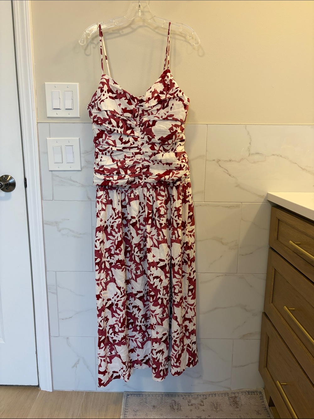 Banana Republic Red and White Floral Midi Dress